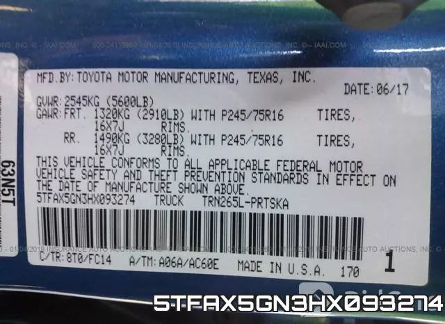 5TFAX5GN3HX093274 фото 10
