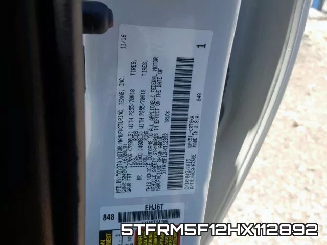 5TFRM5F12HX112892 фото 2