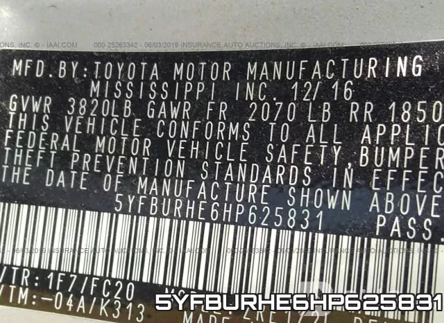 5YFBURHE6HP625831 фото 10