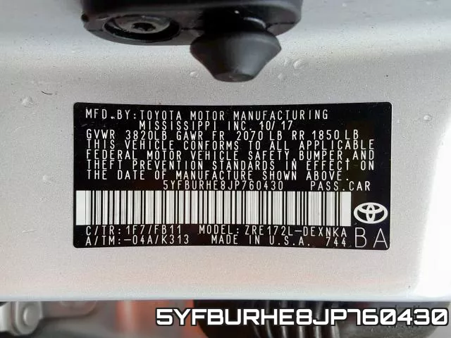 5YFBURHE8JP760430 фото 2