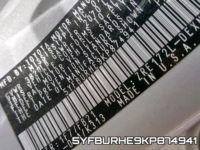 5YFBURHE9KP874941 фото 2