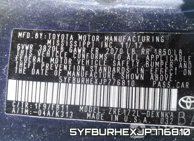5YFBURHEXJP776810 фото 10