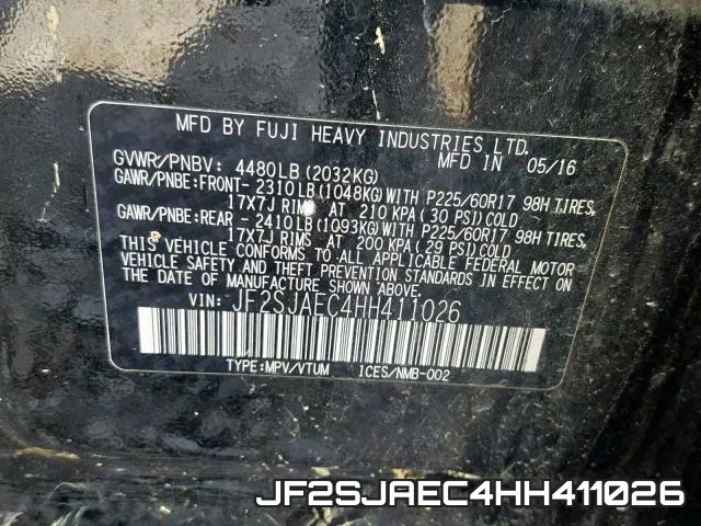 JF2SJAEC4HH411026 фото 2