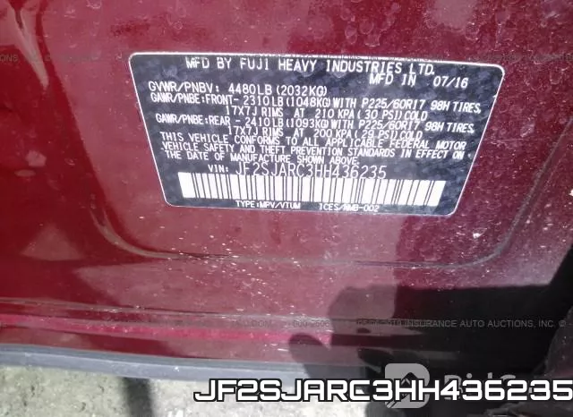 JF2SJARC3HH436235 фото 9