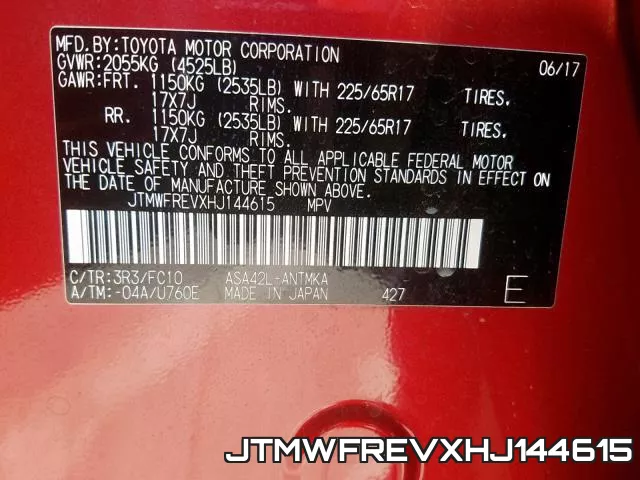 JTMWFREVXHJ144615 фото 2