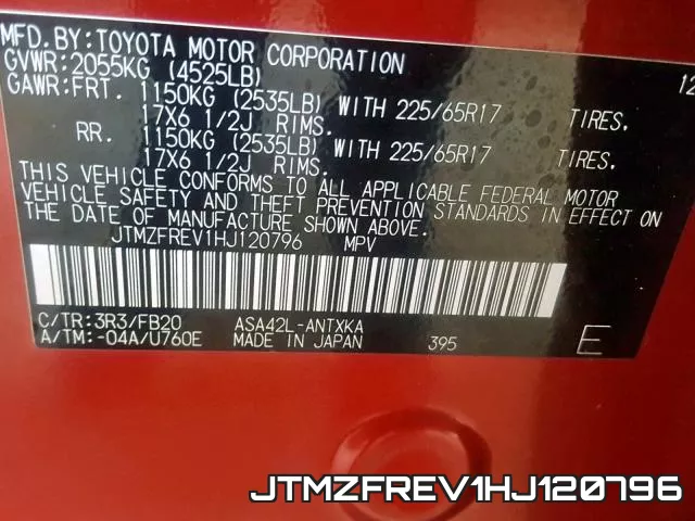 JTMZFREV1HJ120796 фото 2