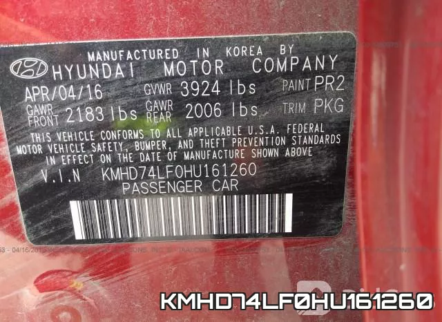 KMHD74LF0HU161260 фото 10
