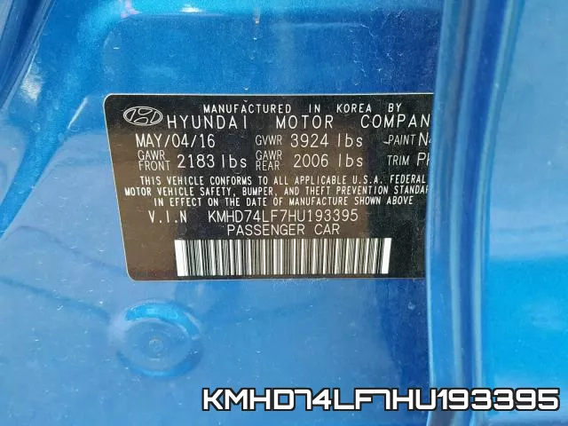 KMHD74LF7HU193395 фото 2