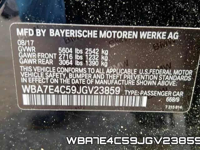 WBA7E4C59JGV23859 фото 2
