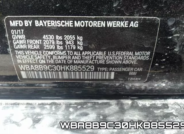WBA8B9C30HK885529 фото 10