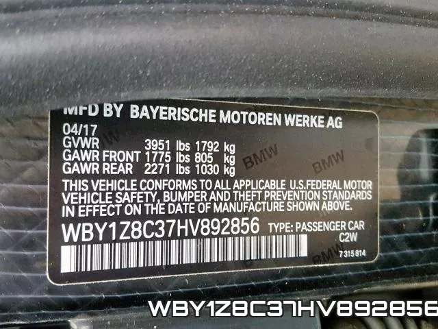 WBY1Z8C37HV892856 фото 2