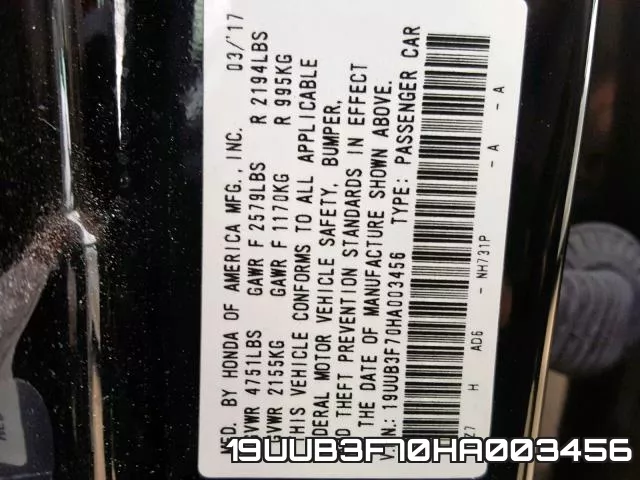 19UUB3F70HA003456 фото 2