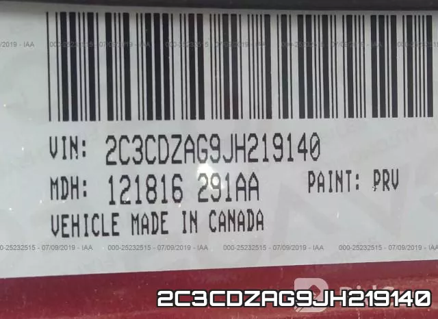 2C3CDZAG9JH219140 фото 10