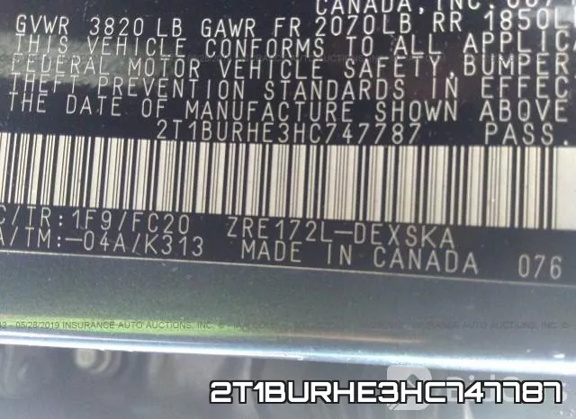 2T1BURHE3HC747787 фото 10