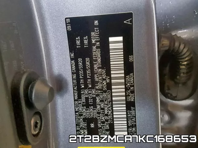 2T2BZMCA7KC168653 фото 2
