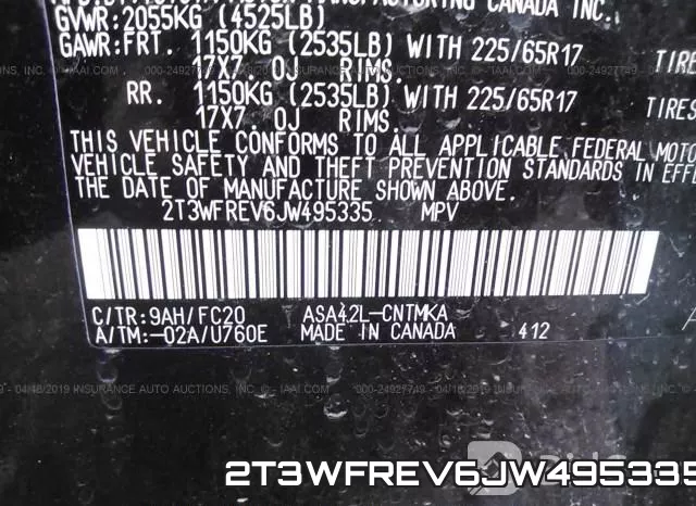2T3WFREV6JW495335 фото 10