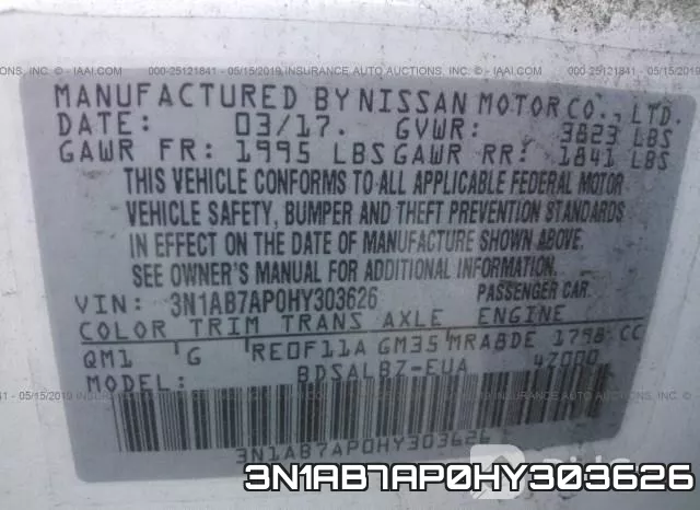 3N1AB7AP0HY303626 фото 9