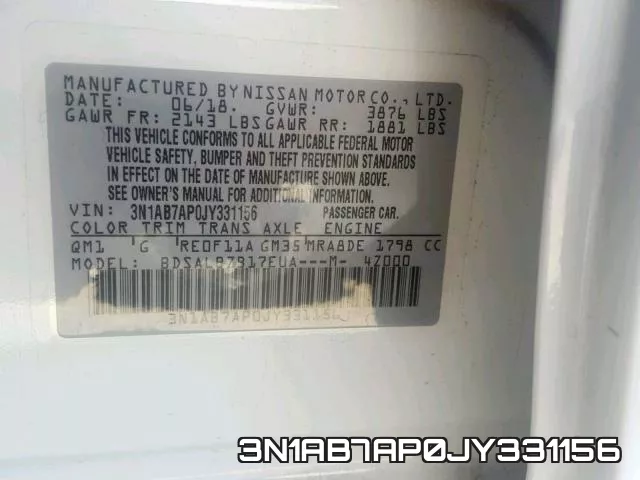 3N1AB7AP0JY331156 фото 2