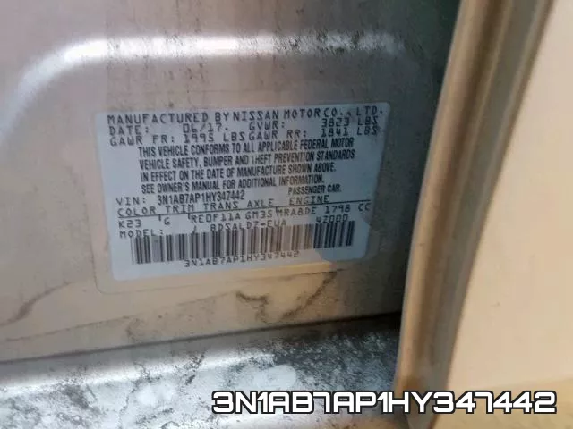3N1AB7AP1HY347442 фото 2