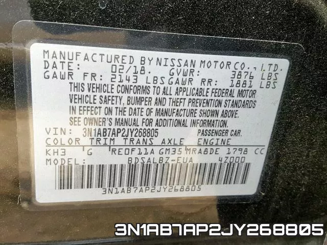 3N1AB7AP2JY268805 фото 2
