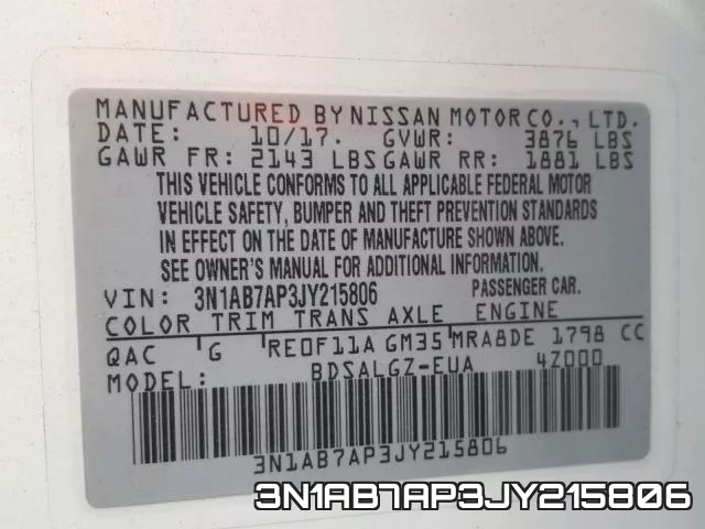 3N1AB7AP3JY215806 фото 2