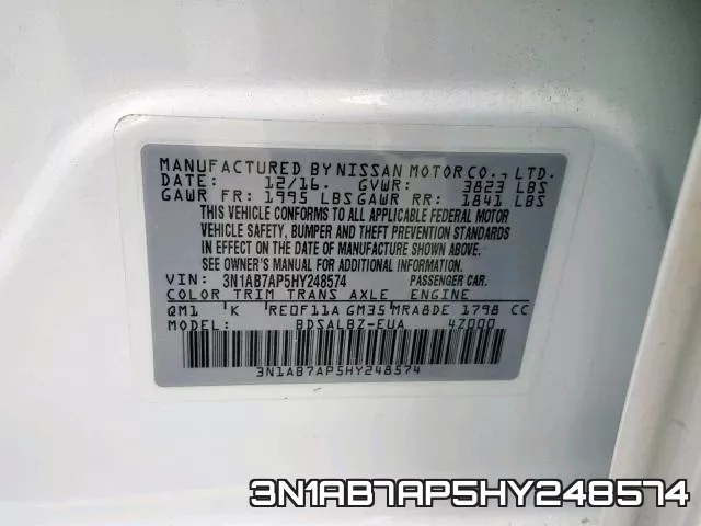 3N1AB7AP5HY248574 фото 2