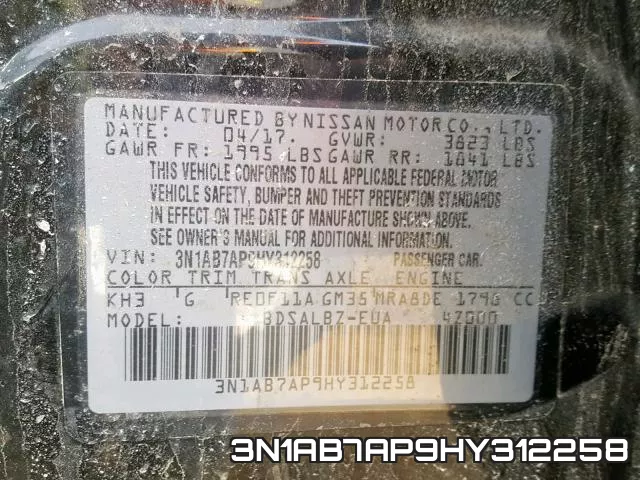 3N1AB7AP9HY312258 фото 2
