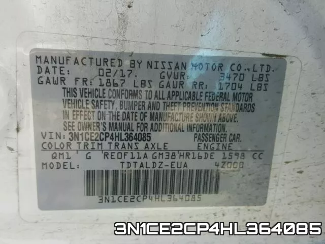 3N1CE2CP4HL364085 фото 2