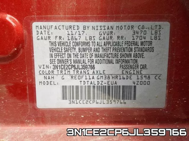 3N1CE2CP6JL359766 фото 2