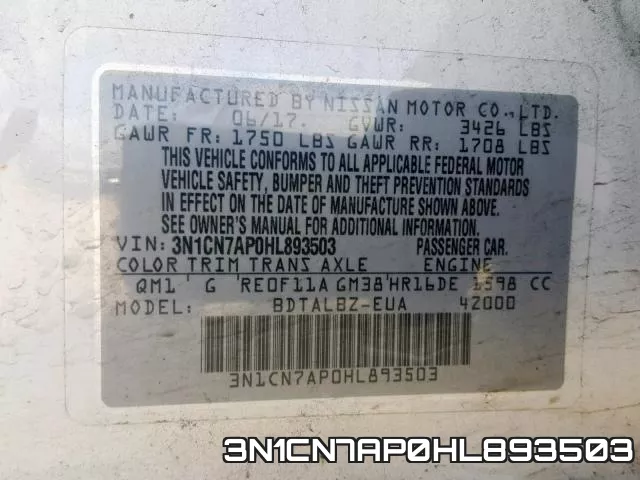 3N1CN7AP0HL893503 фото 2