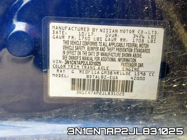 3N1CN7AP2JL831025 фото 2