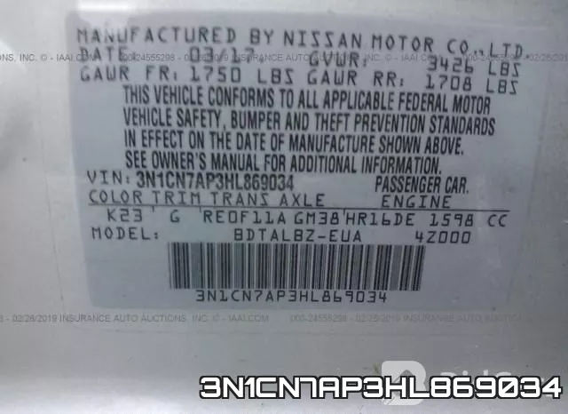 3N1CN7AP3HL869034 фото 10