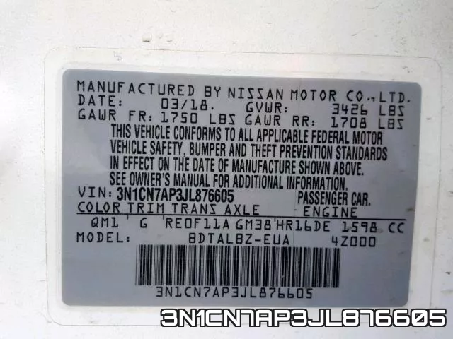 3N1CN7AP3JL876605 фото 2