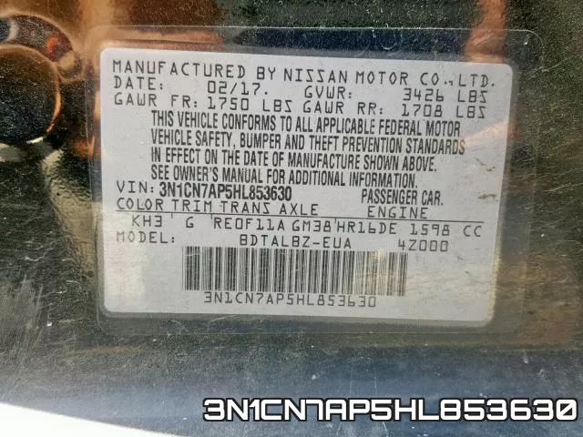 3N1CN7AP5HL853630 фото 2