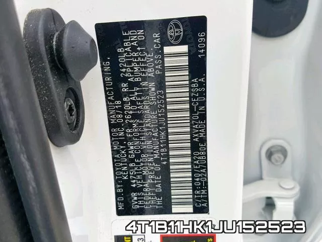 4T1B11HK1JU152523 фото 2