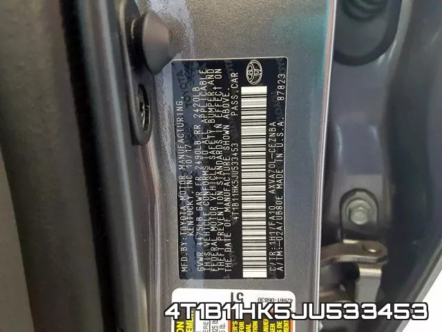 4T1B11HK5JU533453 фото 2