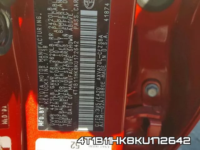 4T1B11HK8KU172642 фото 2