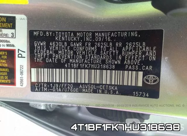 4T1BF1FK7HU318638 фото 10