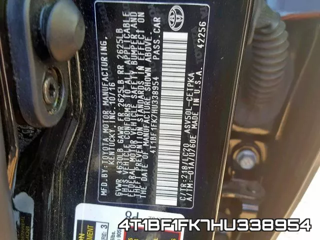 4T1BF1FK7HU338954 фото 2
