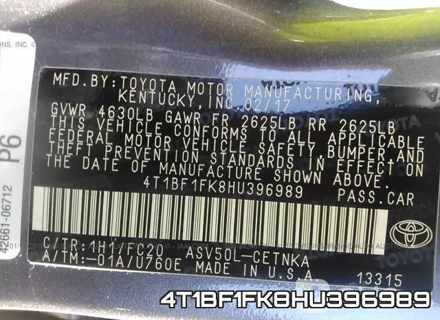 4T1BF1FK8HU396989 фото 10
