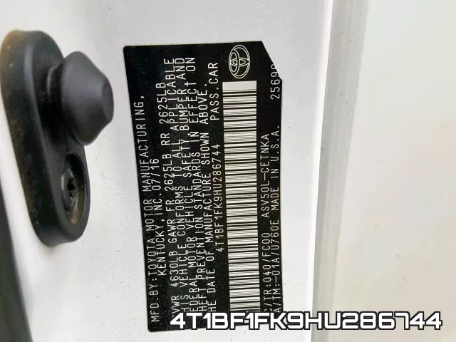 4T1BF1FK9HU286744 фото 2