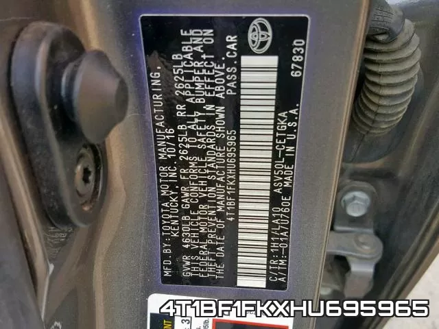 4T1BF1FKXHU695965 фото 2