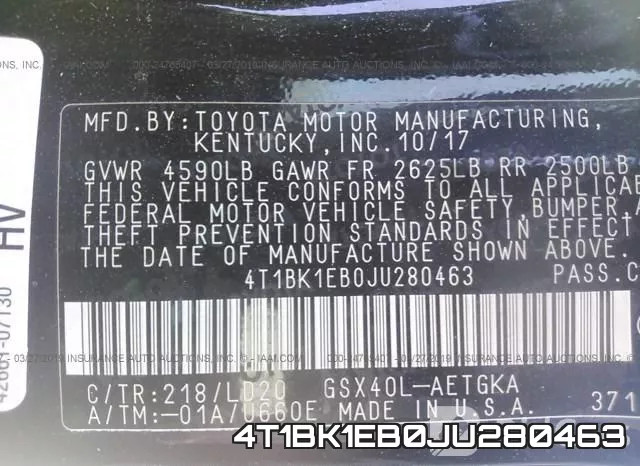 4T1BK1EB0JU280463 фото 10