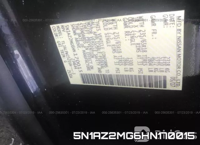 5N1AZ2MG6HN170015 фото 10