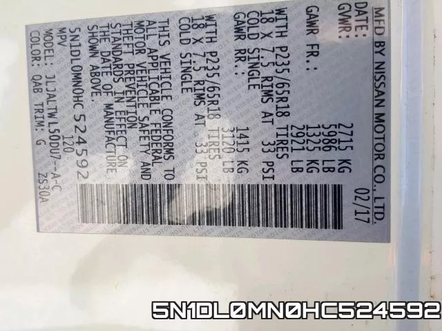 5N1DL0MN0HC524592 фото 2