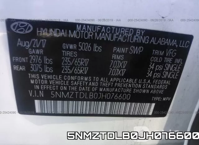 5NMZTDLB0JH076600 фото 10