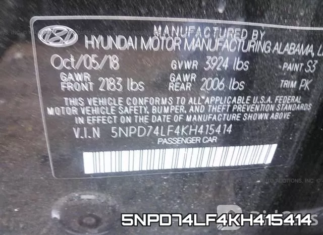 5NPD74LF4KH415414 фото 9