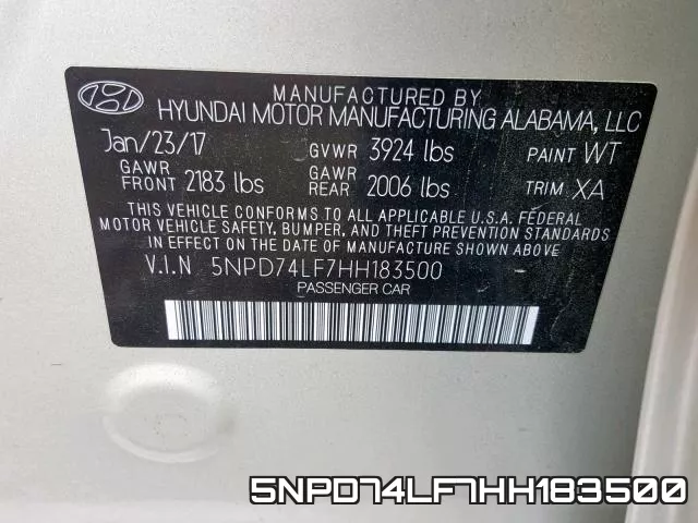 5NPD74LF7HH183500 фото 2