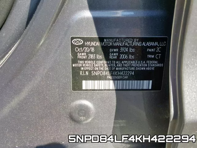 5NPD84LF4KH422294 фото 2