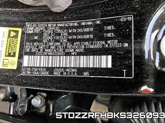 5TDZZRFH8KS326093 фото 2